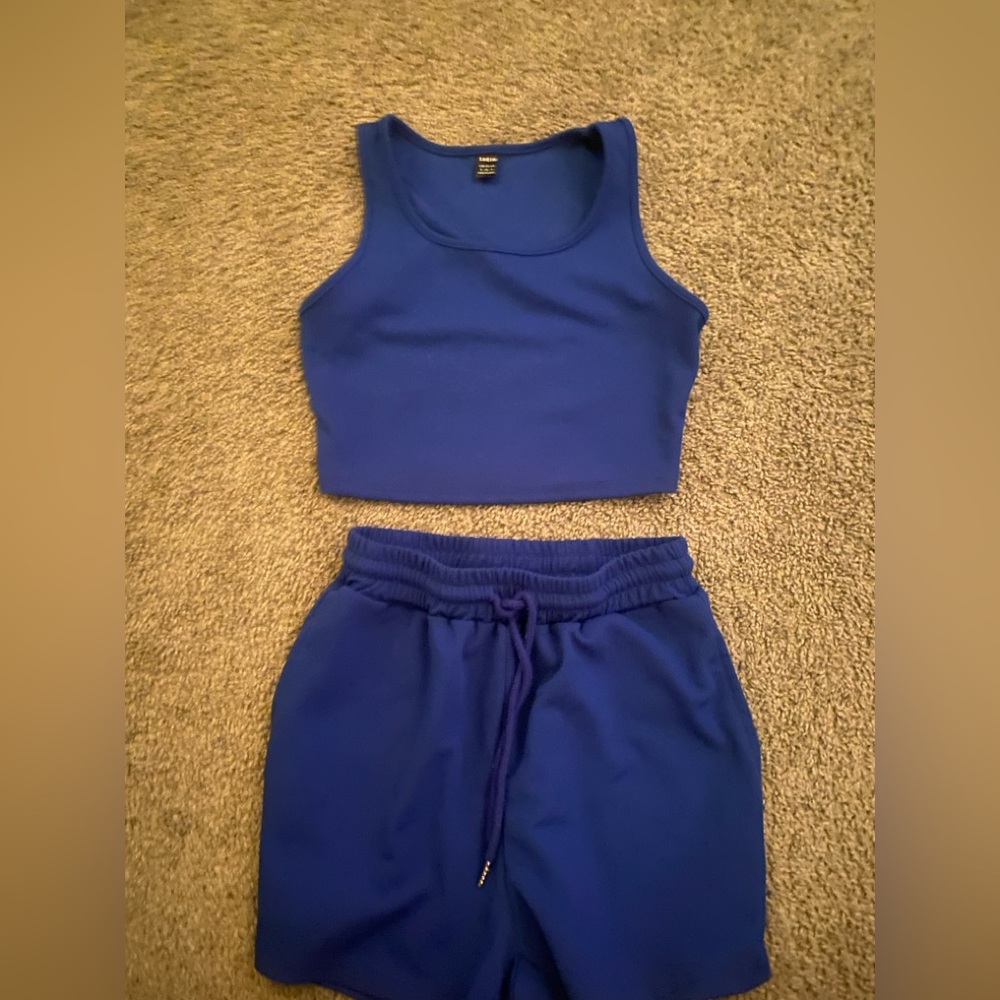 Blue Tank Top and Shorts Set